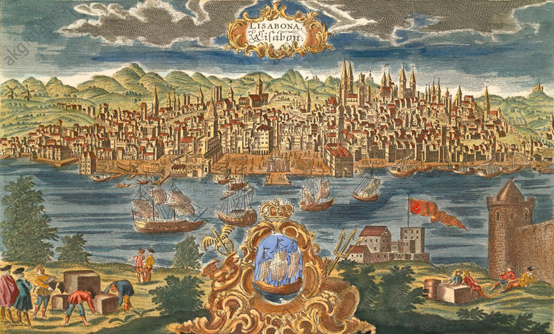 Cidade de Lisboa: Gravura de 1750 por Martin Engelbrecht segundo Friedrich Bernhard Werner